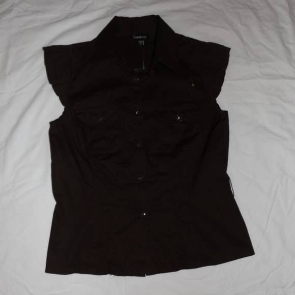 bebe Tops - Bebe Brown Button Down Shirt Large NWT